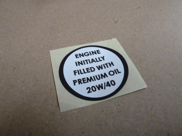 Engine Oil Decal (E Type)